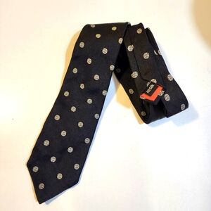 GUMP'S San Francisco Black Tie with White Pattern All Silk